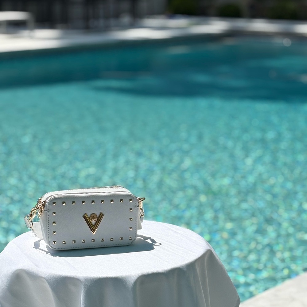 Valentino Orlandi White Studded Camera Bag NWT